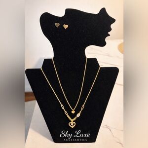 Gold Heart Necklace Set